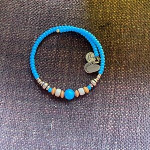 Alex and ani blue and tan beaded bracelet